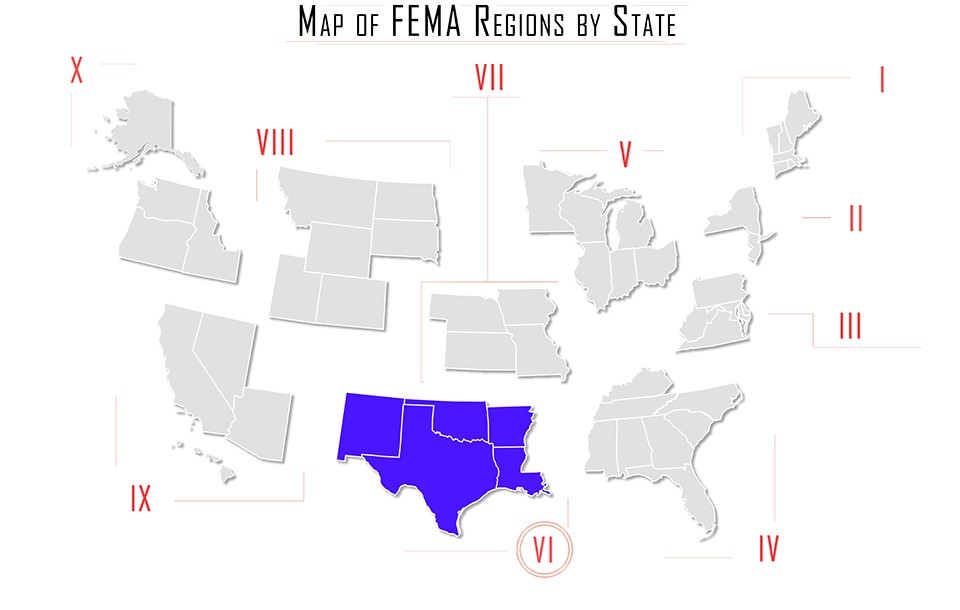 FEMA Region 6 Map